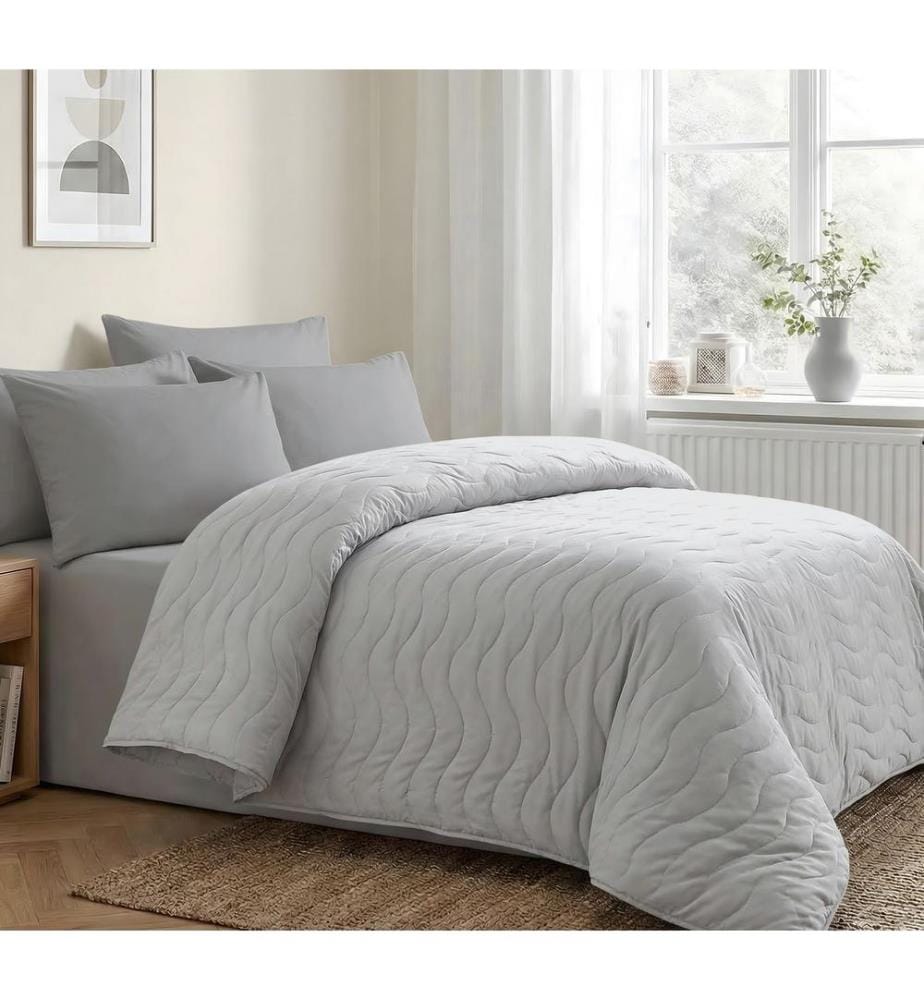 Couvre-lit matelassé Ranforce King, UE, FR, 100 % coton Ranforce, gris