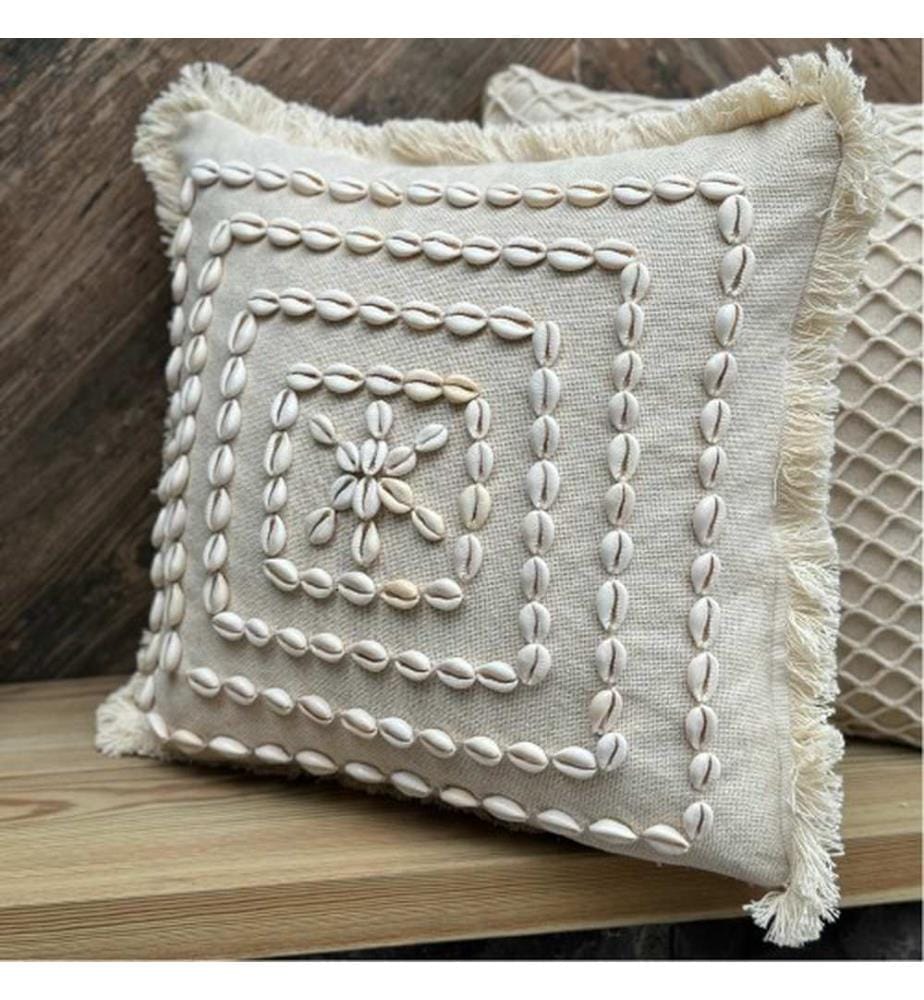 Housse de coussin, beige, 30 % COTON / 70 % COQUILLAGE