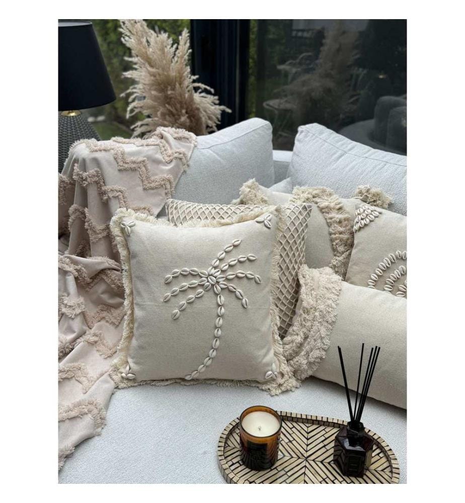 Housse de coussin, beige, 50 % COTON / 50 % COQUILLAGE