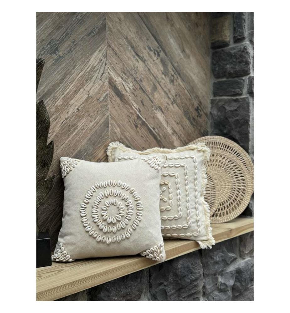 Housse de coussin, beige, 30 % COTON / 70 % COQUILLAGE