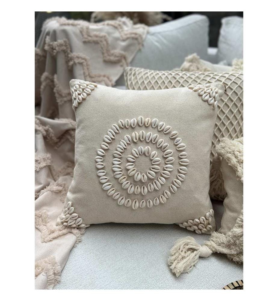 Housse de coussin, beige, 30 % COTON / 70 % COQUILLAGE