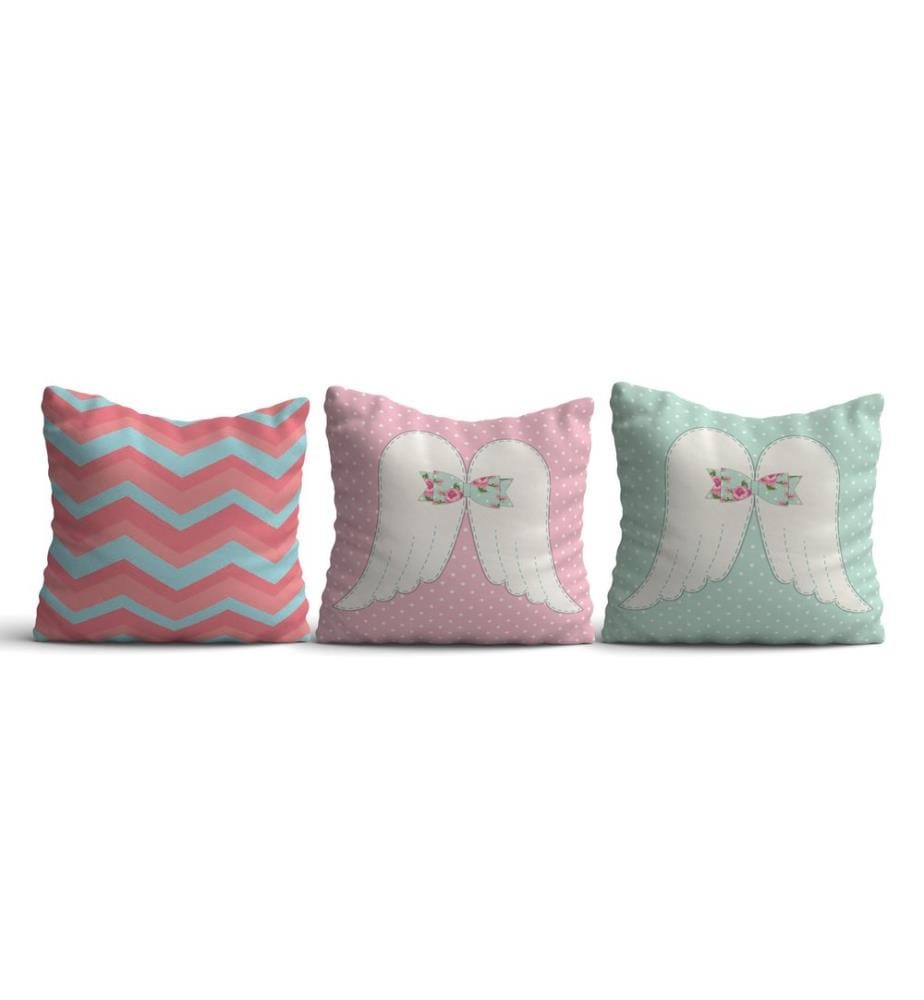 Kissenbezugs-Set, 3 Stück, Multicolor, 50% Baumwolle / 50% Polyester