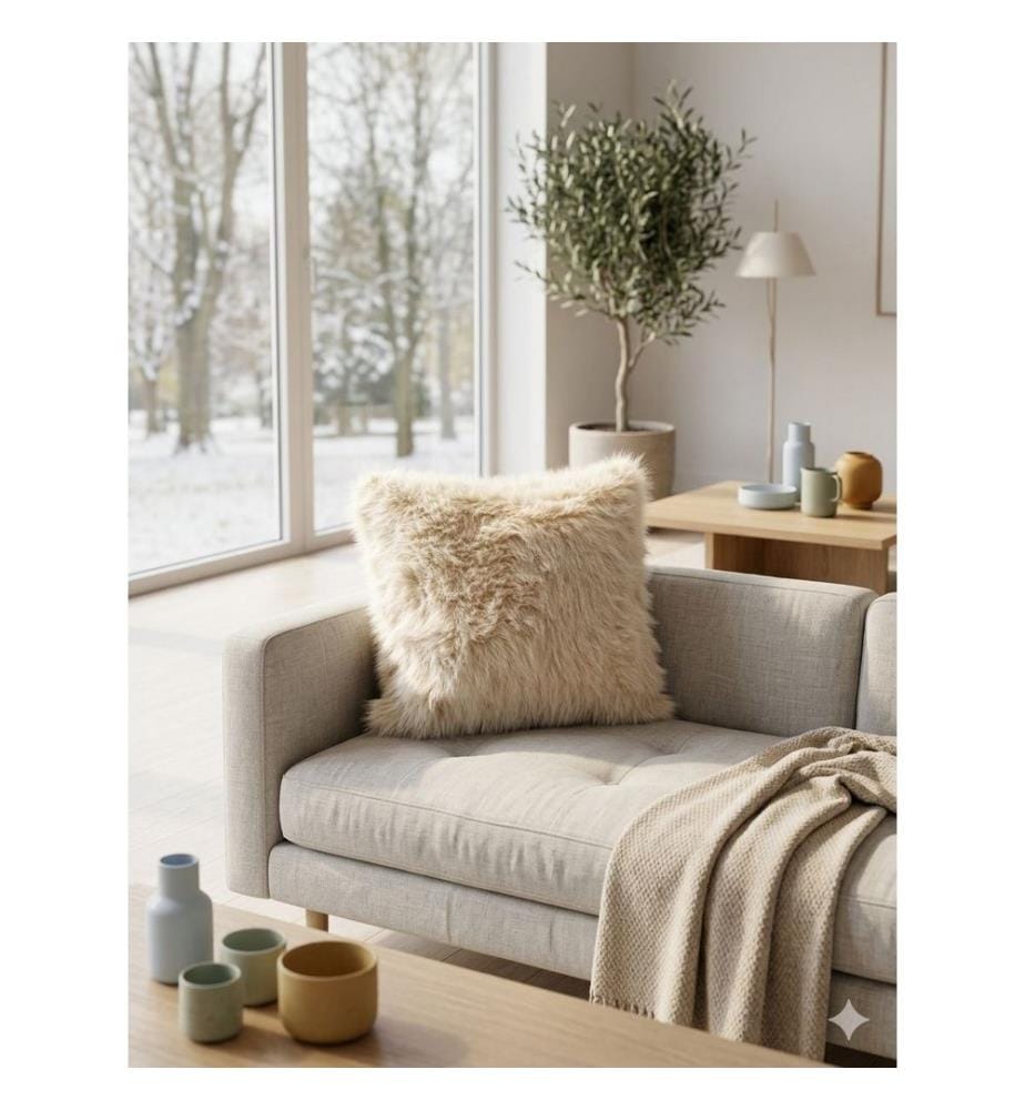 Kissenbezug, 100 % recyceltes Polyester, Dunkelbeige