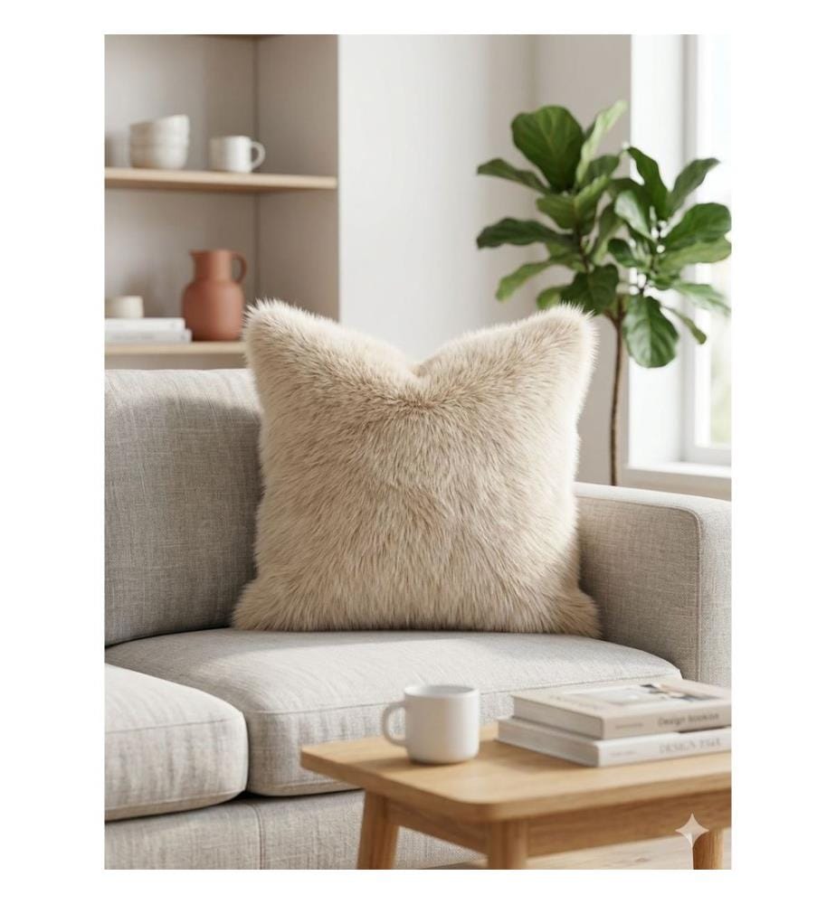 Kissenbezug, 100 % recyceltes Polyester, Dunkelbeige