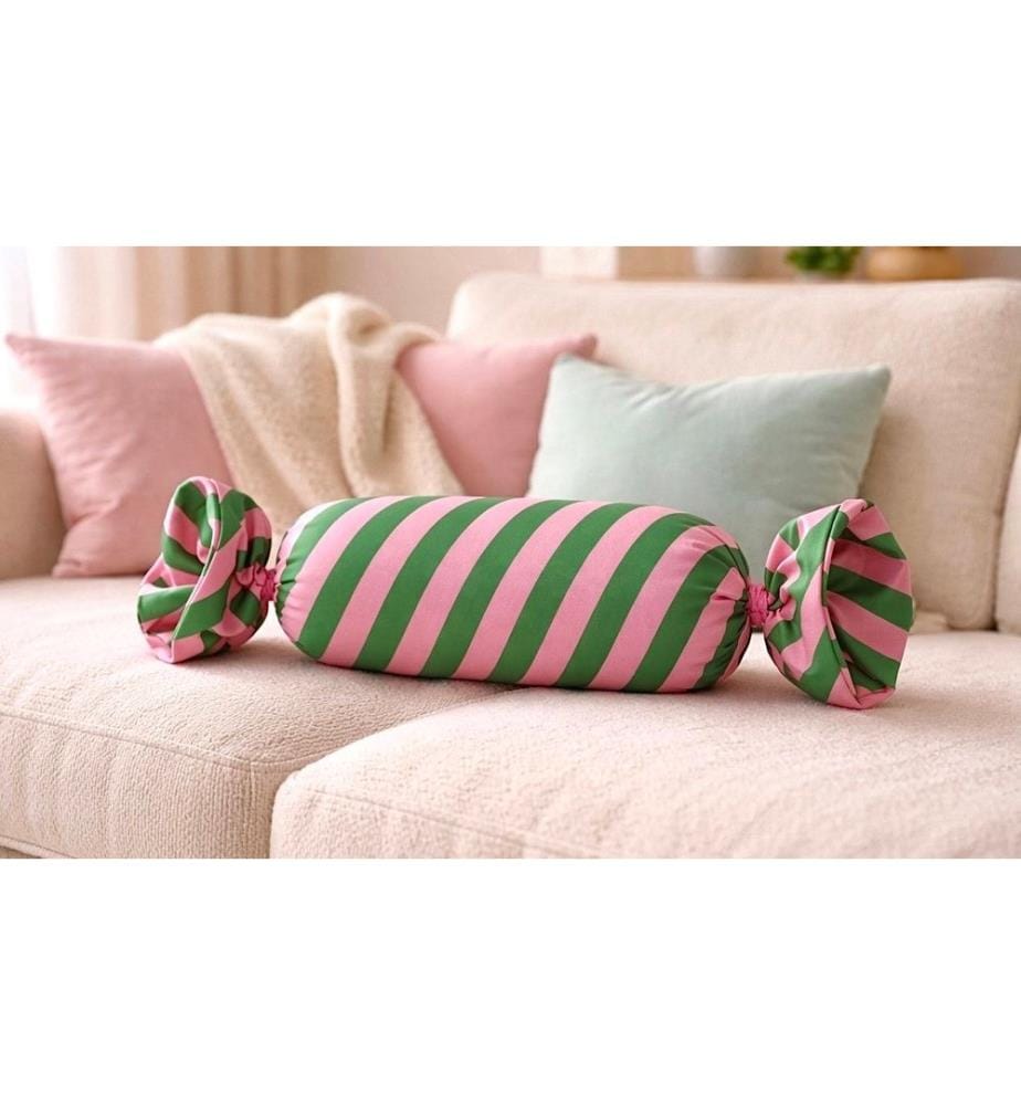Coussin, 100 % polyester recyclé, vert, rose