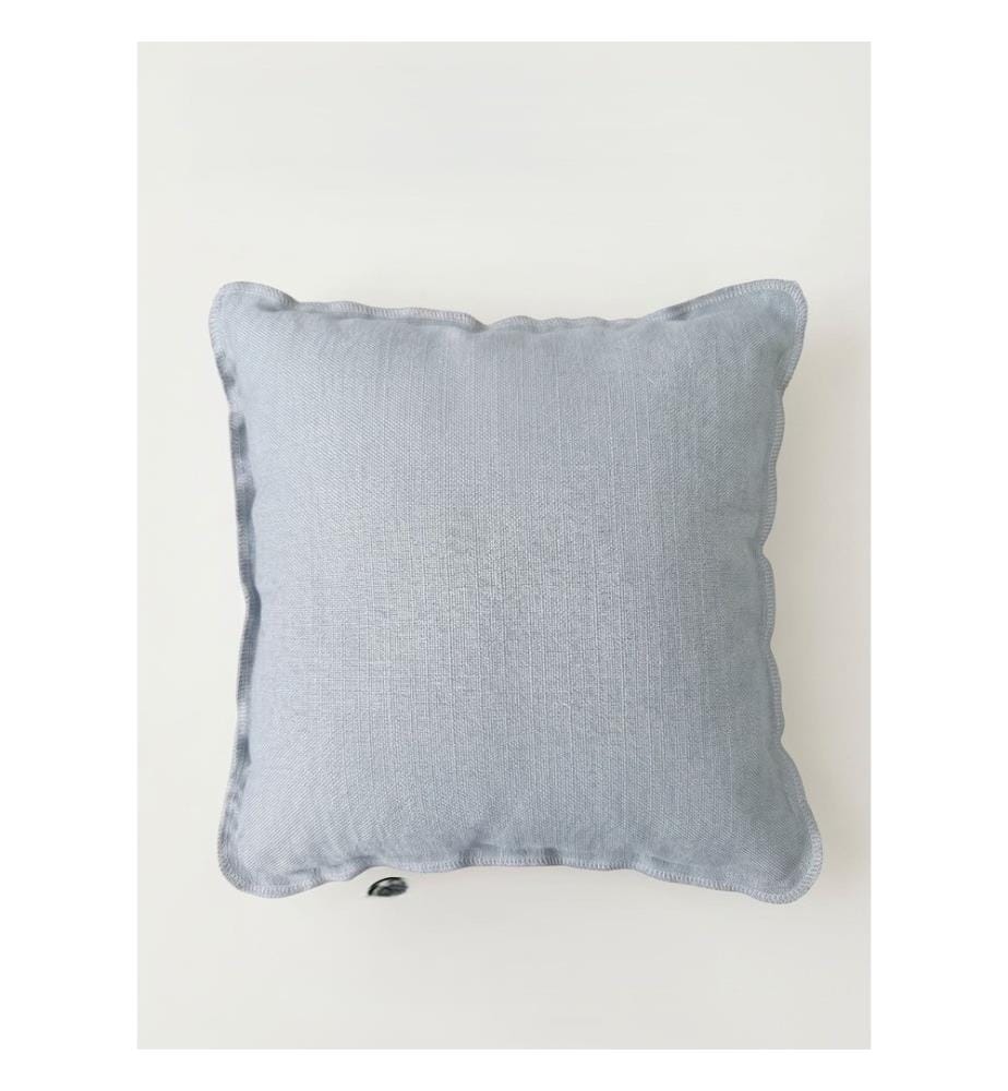 Ensemble de 2 housses de coussin, 100 % lin, bleu clair