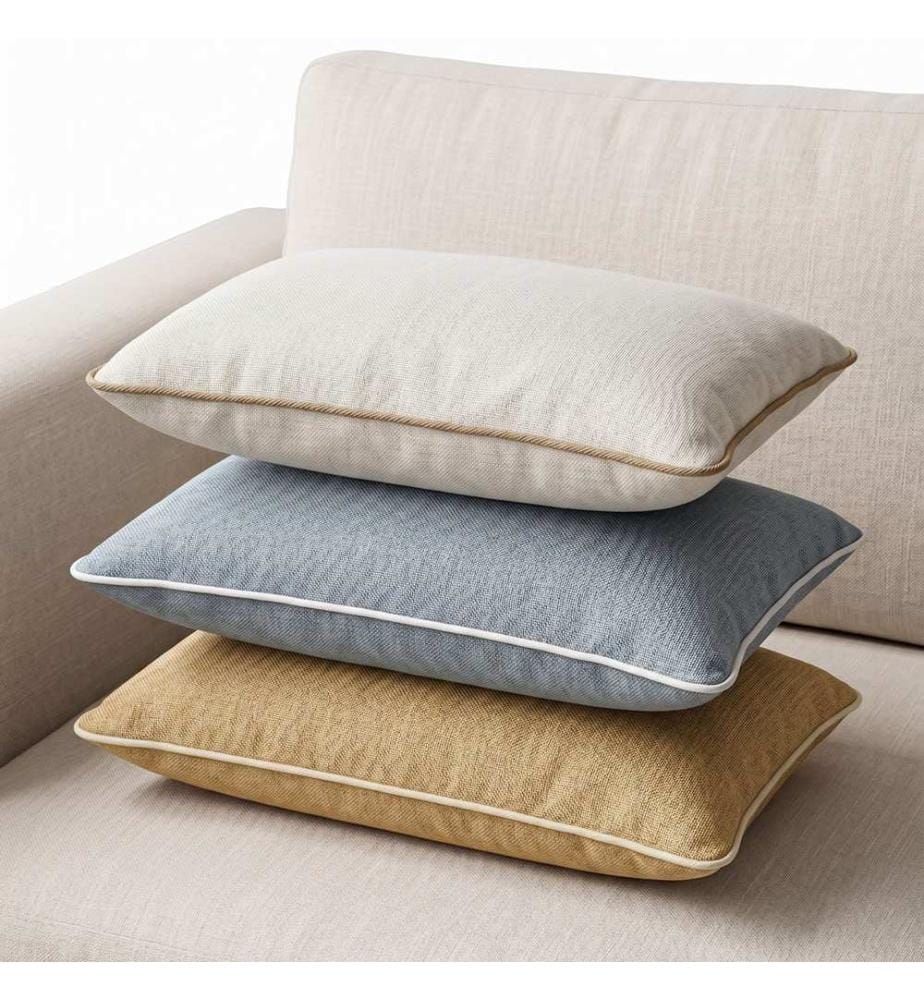 Ensemble de 2 housses de coussin, 100 % lin, beige