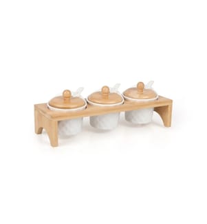 Set de pots à épices, 10 pièces, noyer, blanc, étagère : 100% Bambou