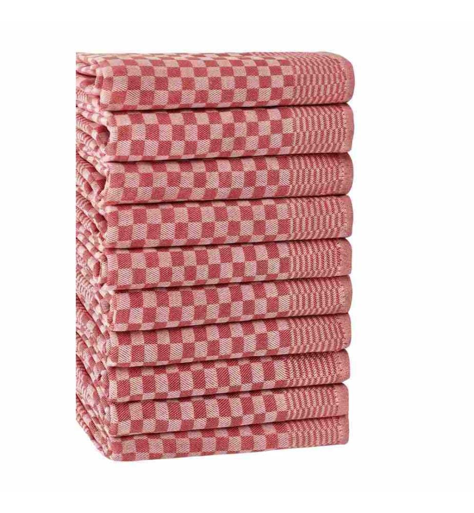 Kitchen Towel Set, 10 Pieces, Red, 80% Cotton - 20% Polyester