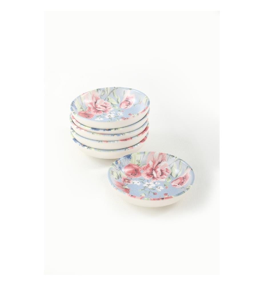 Set de bols, 6 pièces, bleu rose blanc vert, céramique