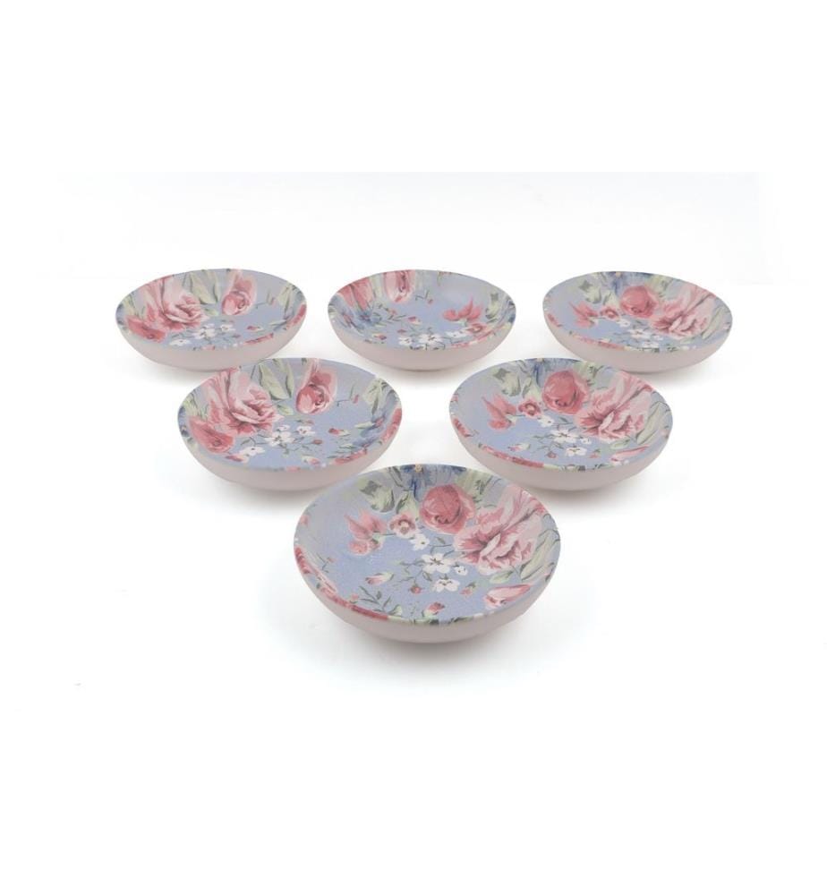 Set de bols, 6 pièces, bleu rose blanc vert, céramique