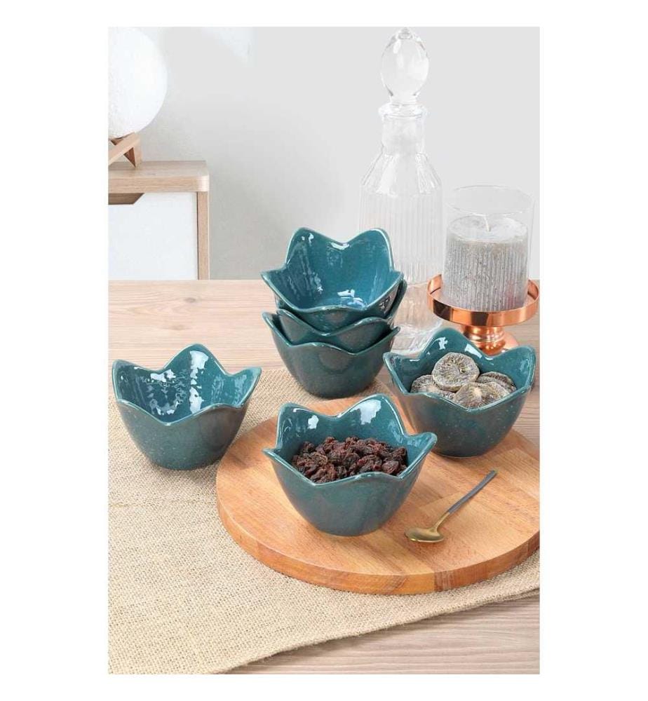 Set de bols, 6 pièces, vert foncé, céramique