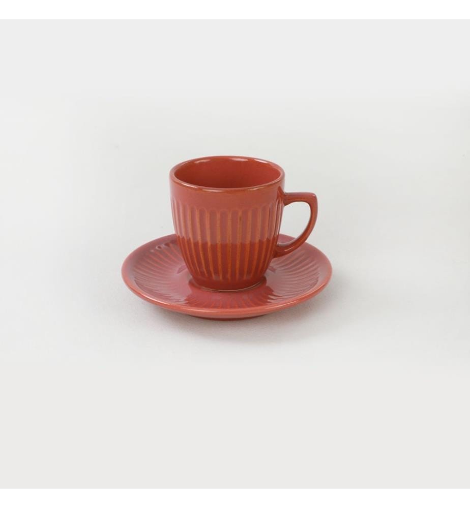 Coffee Cup Set, 12 Pieces, Orange, Ceramic Stoneware, Does Not ABSorb Water