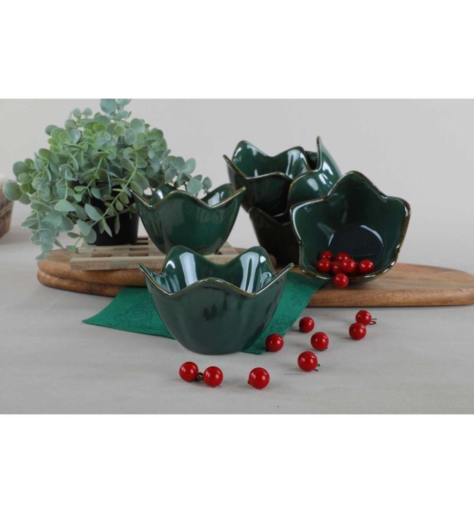 Appetizerschalen-Set, 6-teilig, dunkelgrün, Keramik, nicht wasserabsorbierend