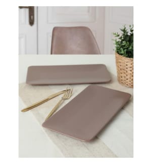 Set de plats, 2 pièces, Taupe, 100% céramique, matériau antibactérien, facile à nettoyer