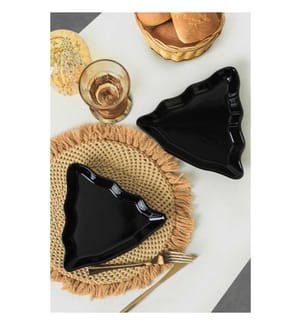 Set de plats, 2 pièces, noir, 100% céramique, antibactérien