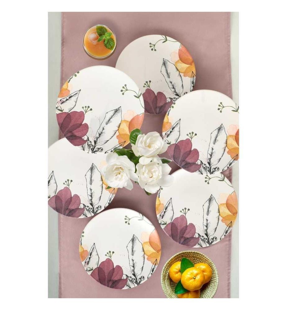 Cake Serving Set, 6 Pieces, Matte White, 100% Ceramic, Antibacterial