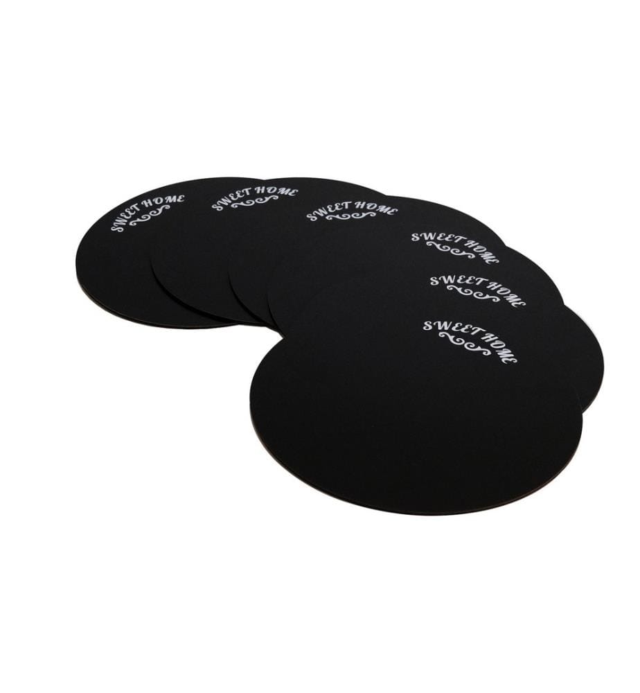 Set de tapis de table, 6 pièces, noir, MDF & bois
