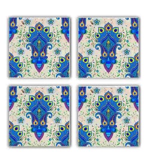 Glasmatte, 4 Stück, Multicolor, Naturstein