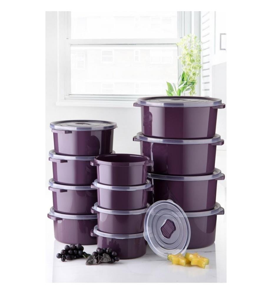 Set di contenitori, 12 pezzi, viola, 100% plastica