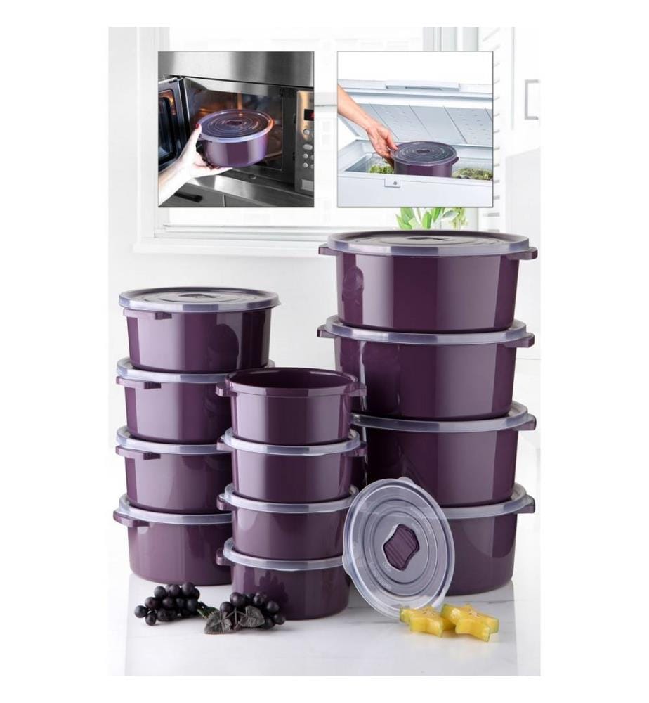 Set di contenitori, 12 pezzi, viola, 100% plastica