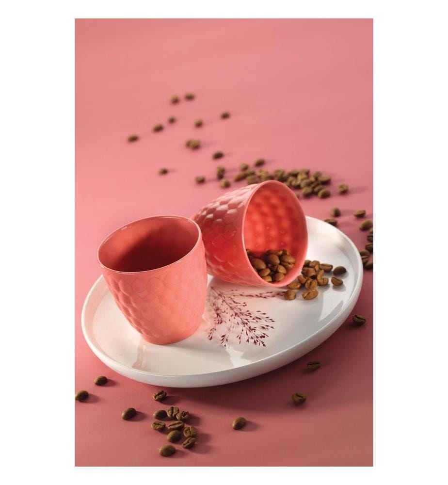 Coffee Cup, 2 Pieces, Pink, Porcelain