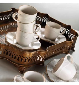 Coffee Cup Set, 12 Pieces, Cream Gold, Porcelain