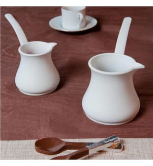 Coffee Pot Set, 2 Pieces, White, Fire Resisting Porcelain