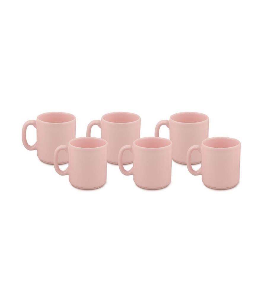 Set de tasses, 6 pièces, rose, faïence fine