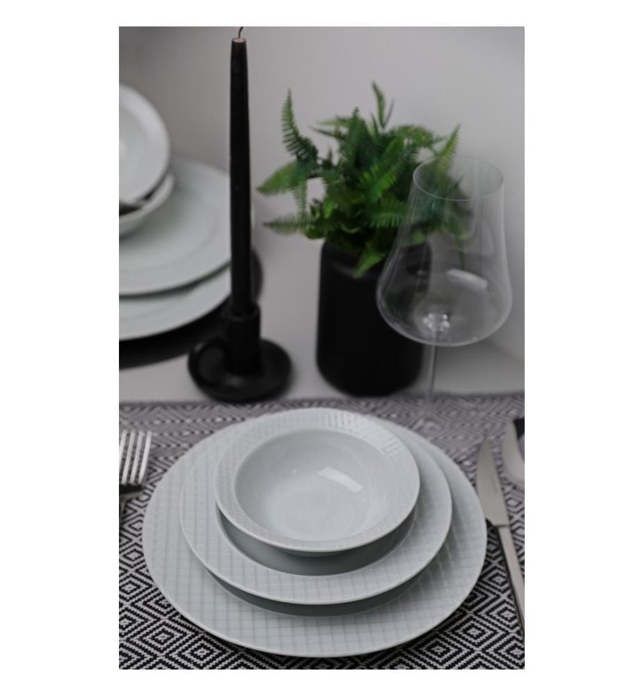 Service de table, 18 pièces, blanc, 100% porcelaine