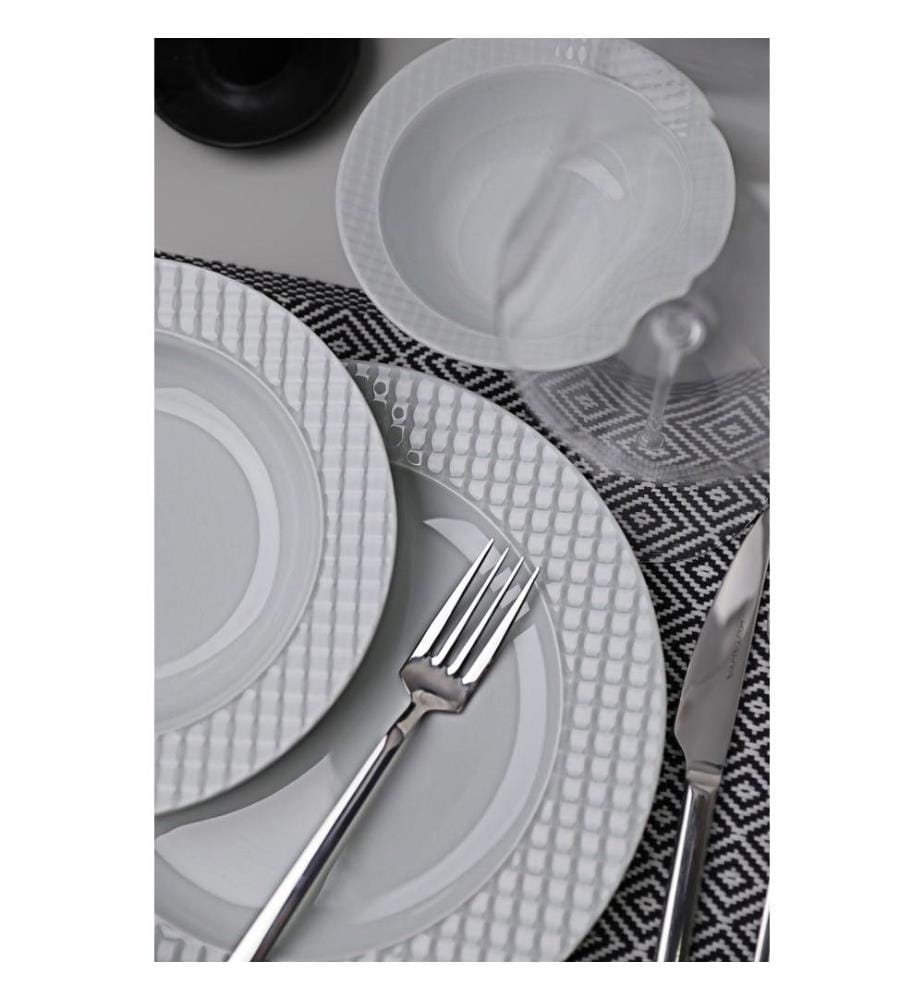 Service de table, 18 pièces, blanc, 100% porcelaine