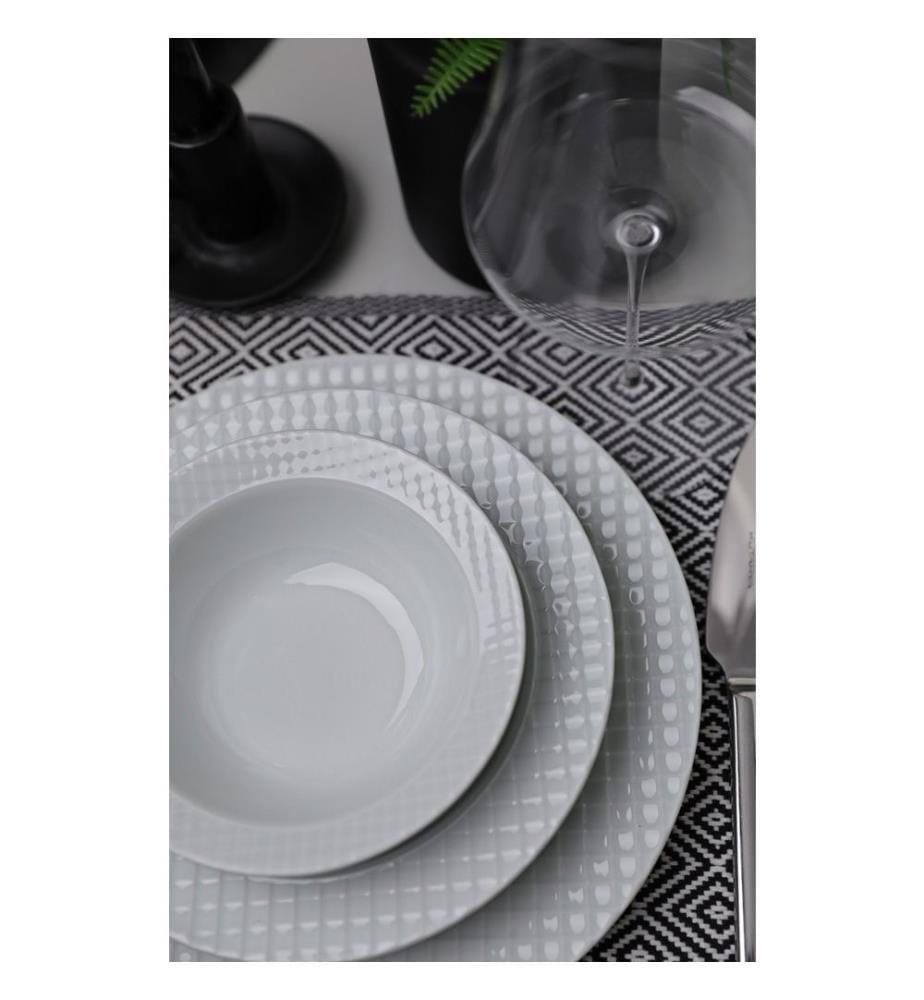 Service de table, 18 pièces, blanc, 100% porcelaine