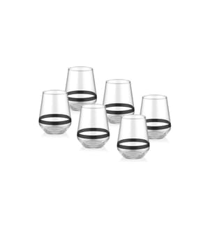 Set de verres, 6 pièces, noir, verre