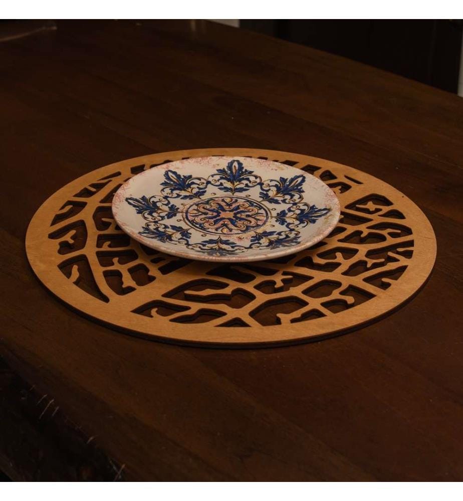 Table Mat Set, 4 Pieces, Honey, 100% Wooden, Handmade
