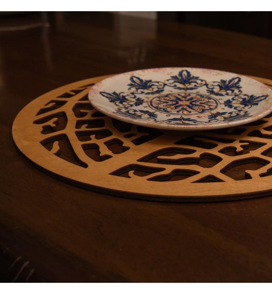 Table Mat Set, 4 Pieces, Honey, 100% Wooden, Handmade