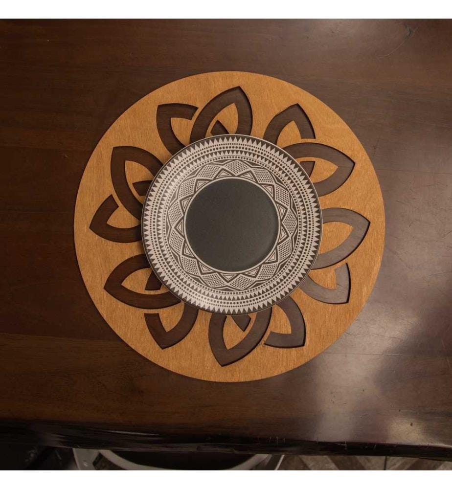 Table Mat Set, 4 Pieces, Honey, 100% Wooden, Handmade