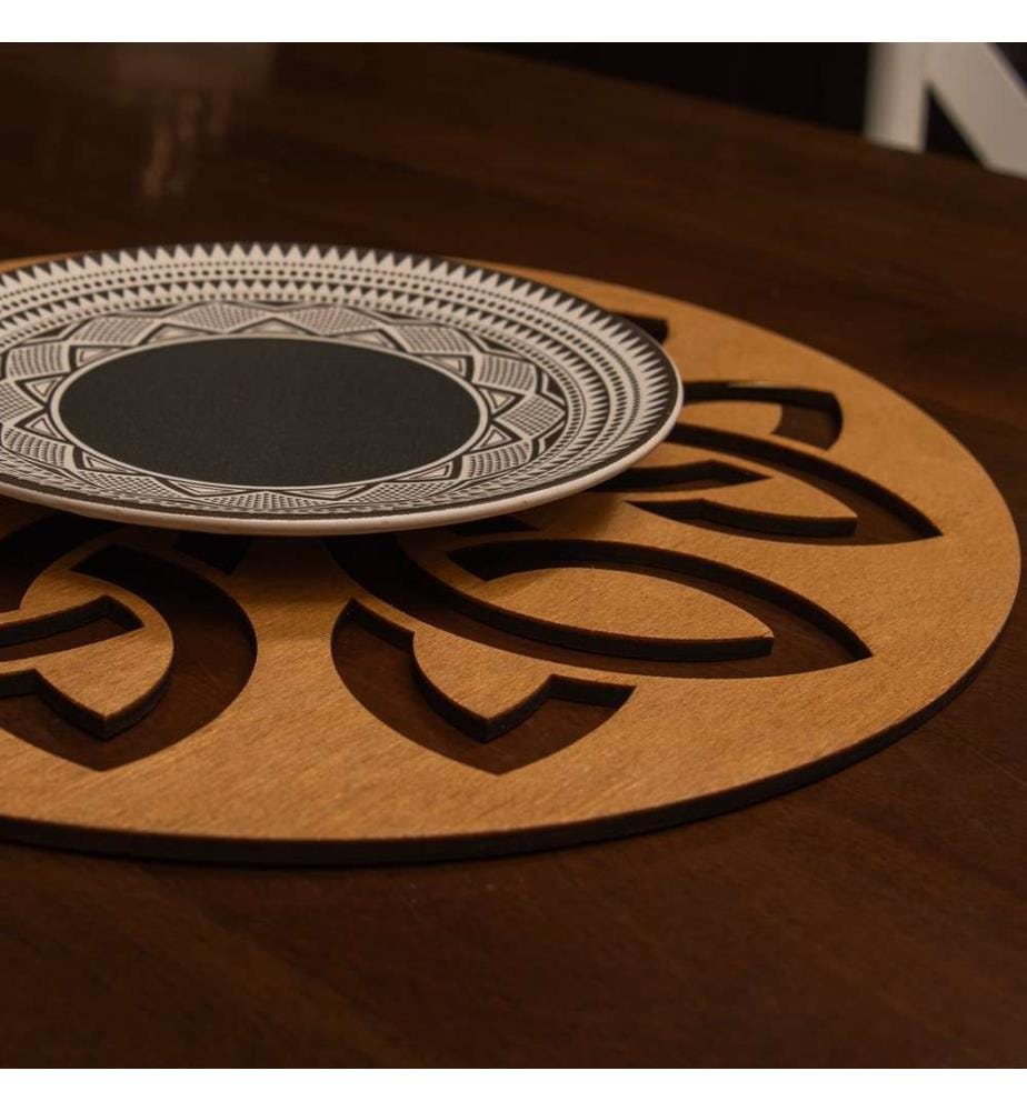 Table Mat Set, 4 Pieces, Honey, 100% Wooden, Handmade