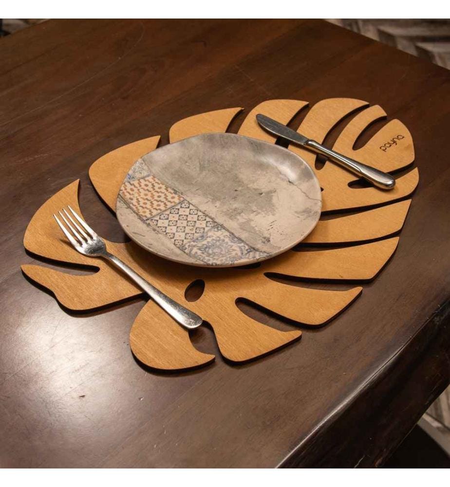Table Mat Set, 4 Pieces, Honey, 100% Wooden, Handmade