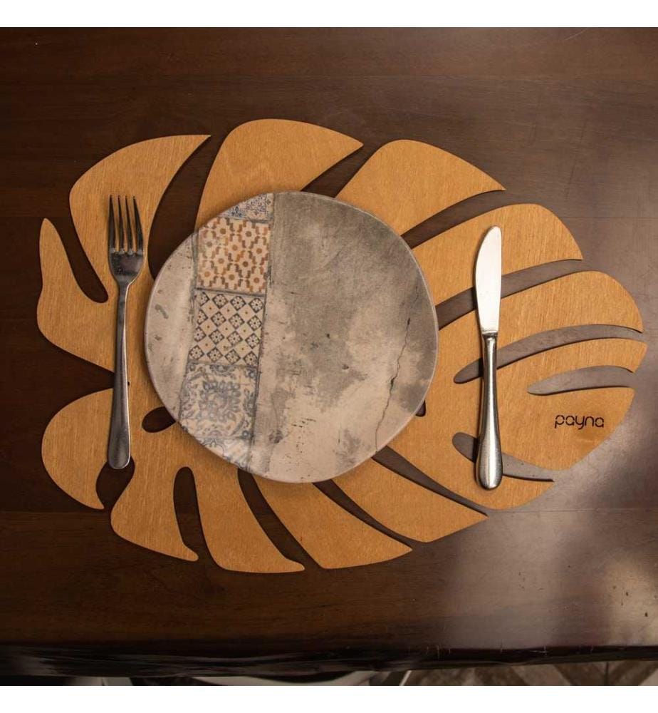 Table Mat Set, 4 Pieces, Honey, 100% Wooden, Handmade