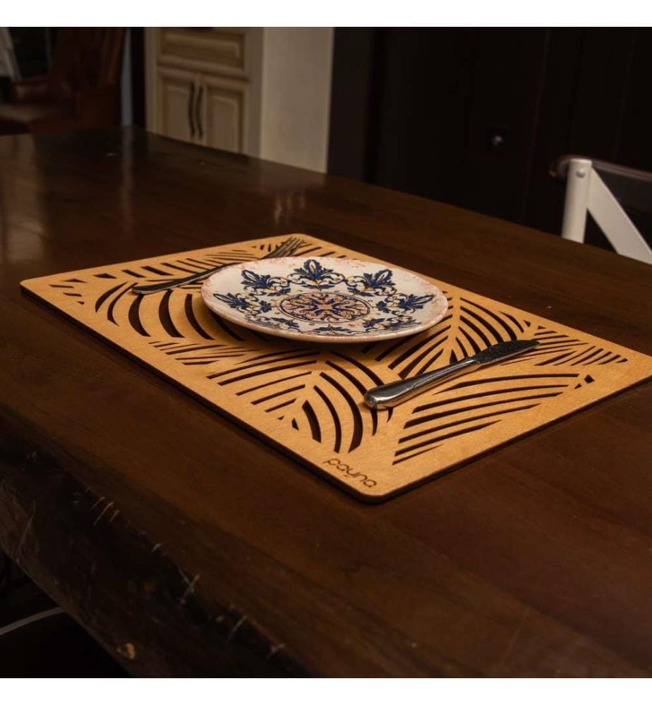 Table Mat Set, 4 Pieces, Honey, 100% Wooden, Handmade