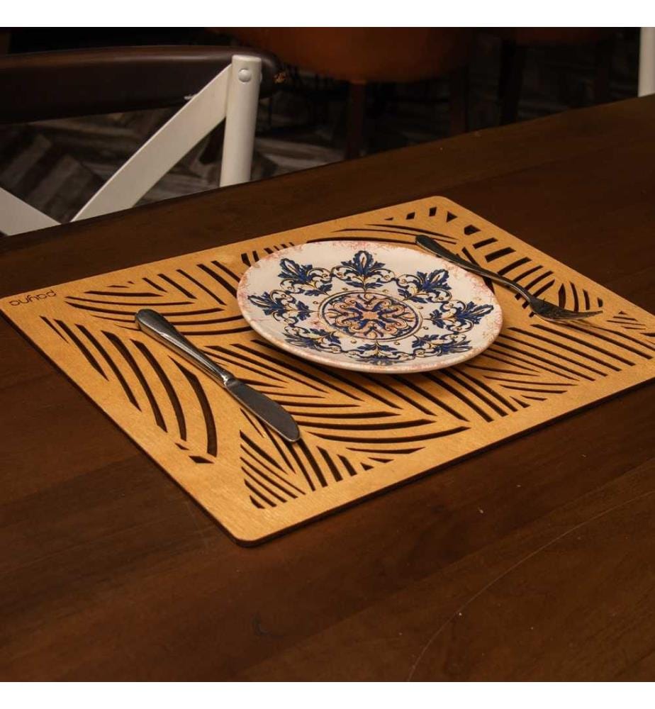 Table Mat Set, 4 Pieces, Honey, 100% Wooden, Handmade