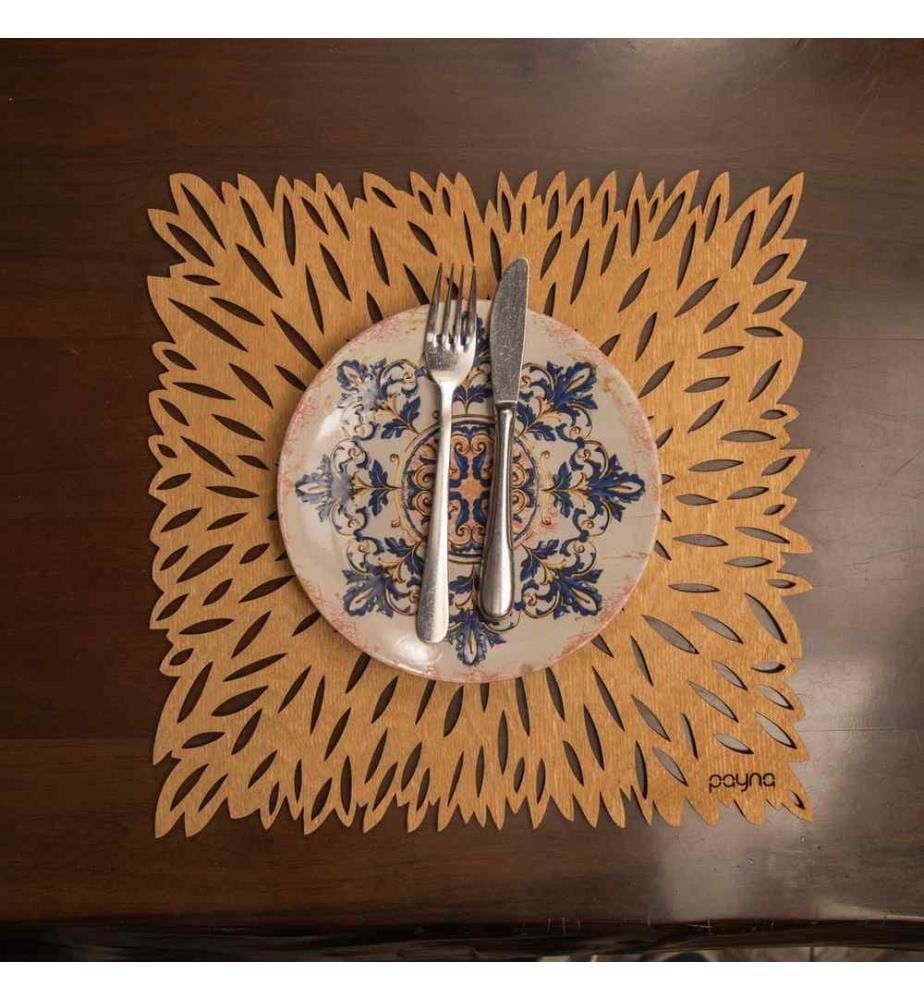 Table Mat Set, 4 Pieces, Honey, 100% Wooden, Handmade