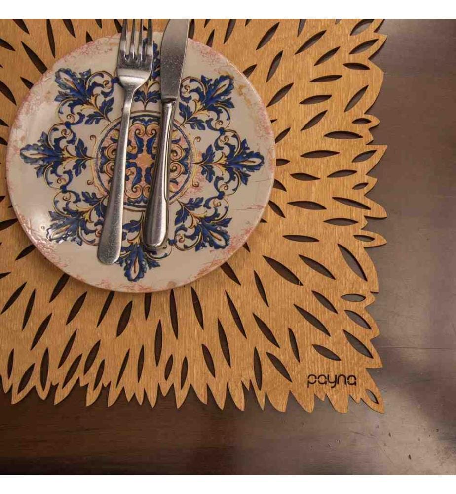 Table Mat Set, 4 Pieces, Honey, 100% Wooden, Handmade
