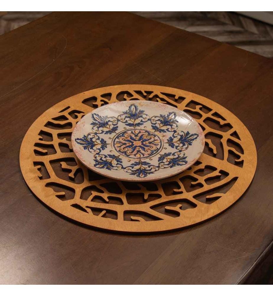 Table Mat Set, 6 Pieces, Honey, 100% Wooden, Handmade