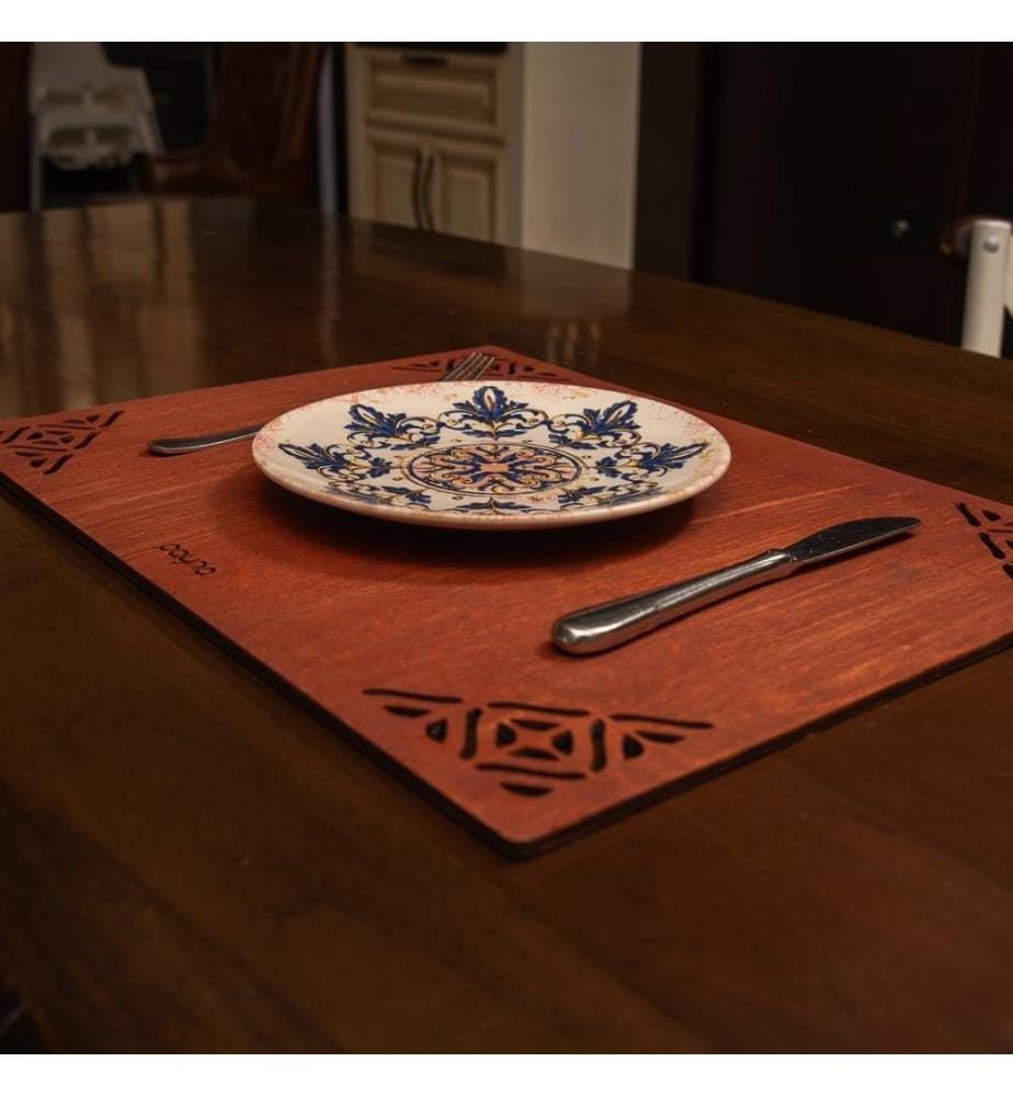 Table Mat Set, 6 Pieces, Rose, 100% Wooden, Handmade