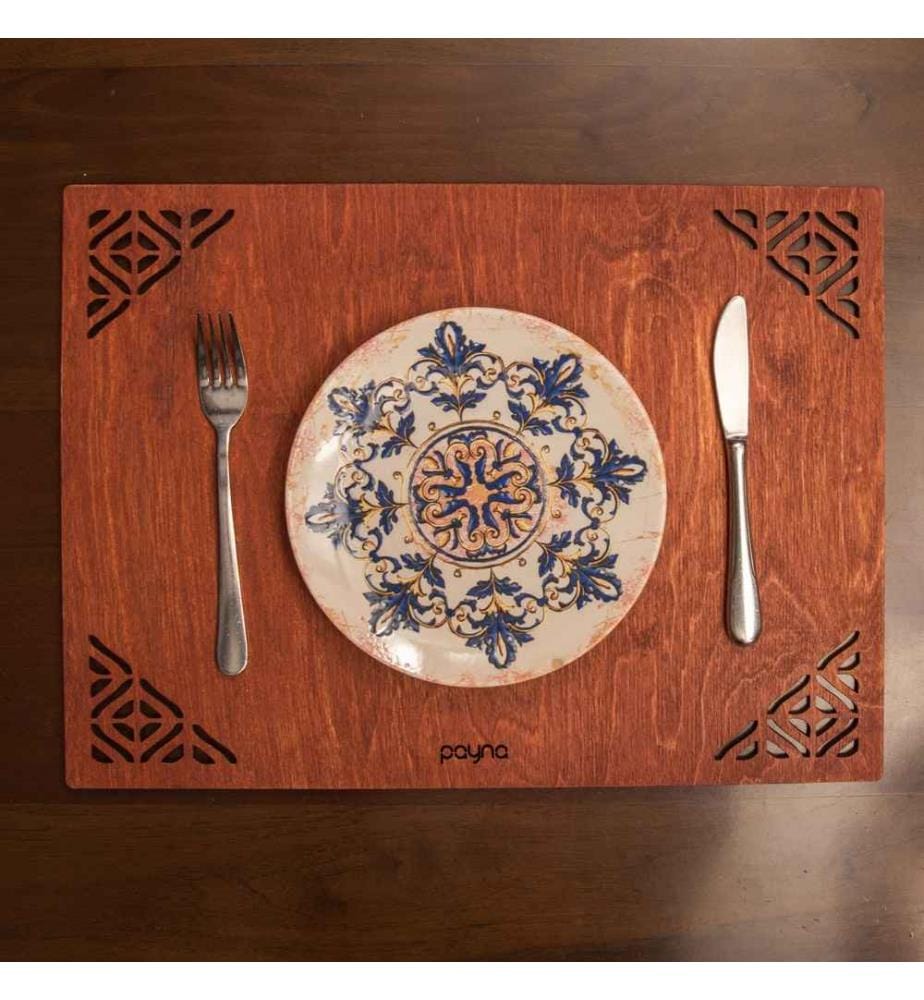 Table Mat Set, 6 Pieces, Rose, 100% Wooden, Handmade