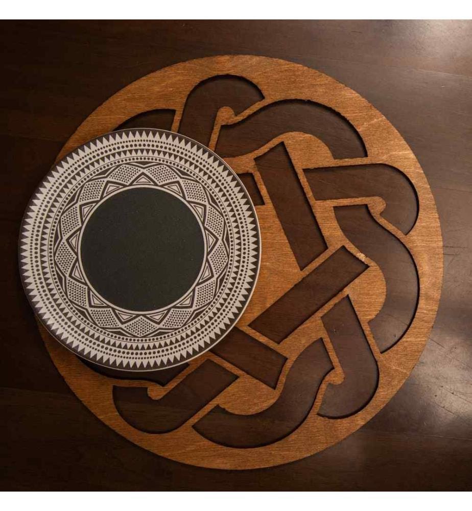 Set de tapis de table, 6 pièces, noyer, 100% bois, fait main