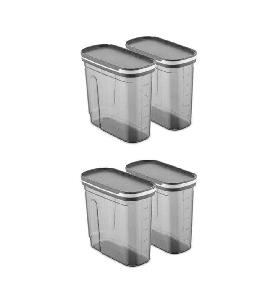 Boîte de rangement, 4 pièces, anthracite, plastique, sans Bpa