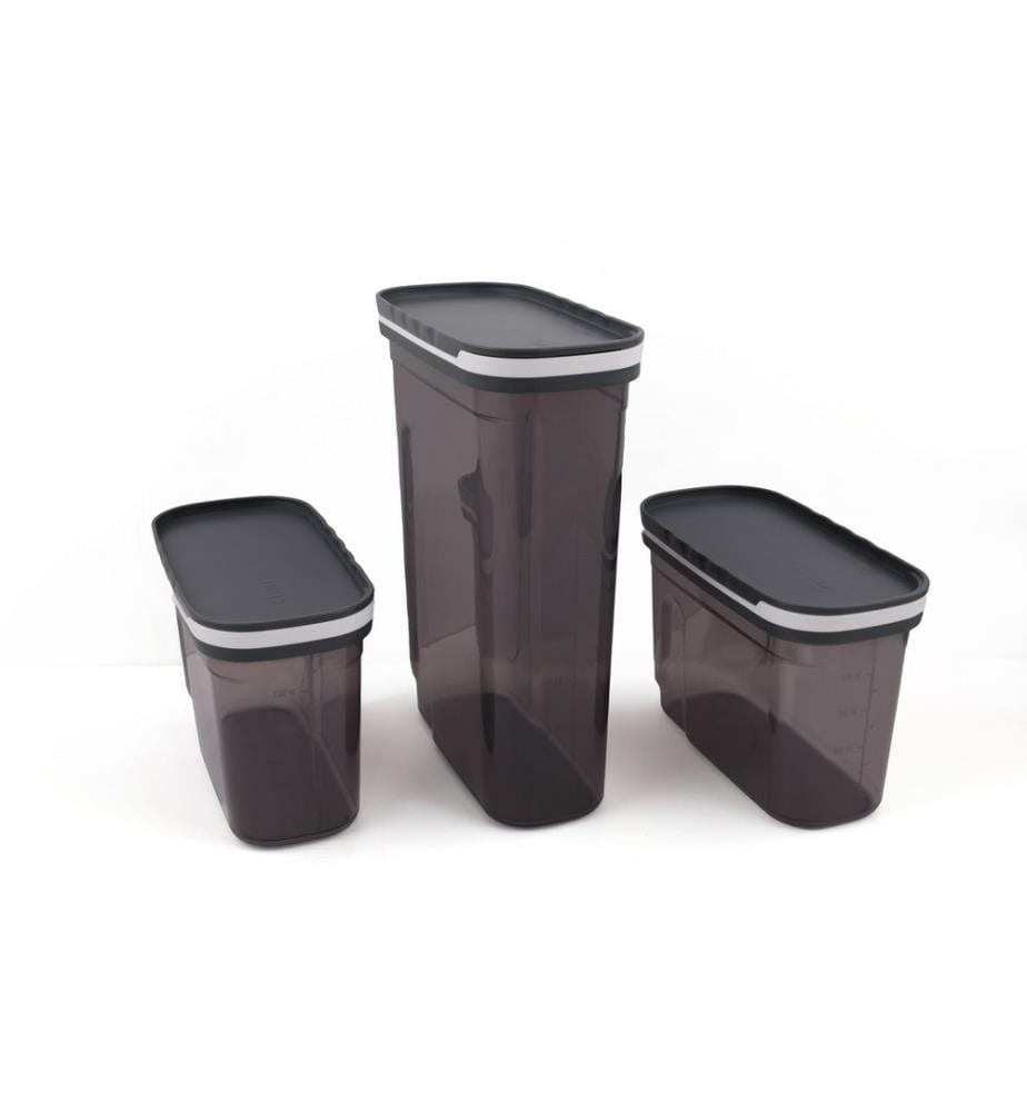 Aufbewahrungsboxen-Set, 3 Stück, anthrazit, Kunststoff, bpa-frei