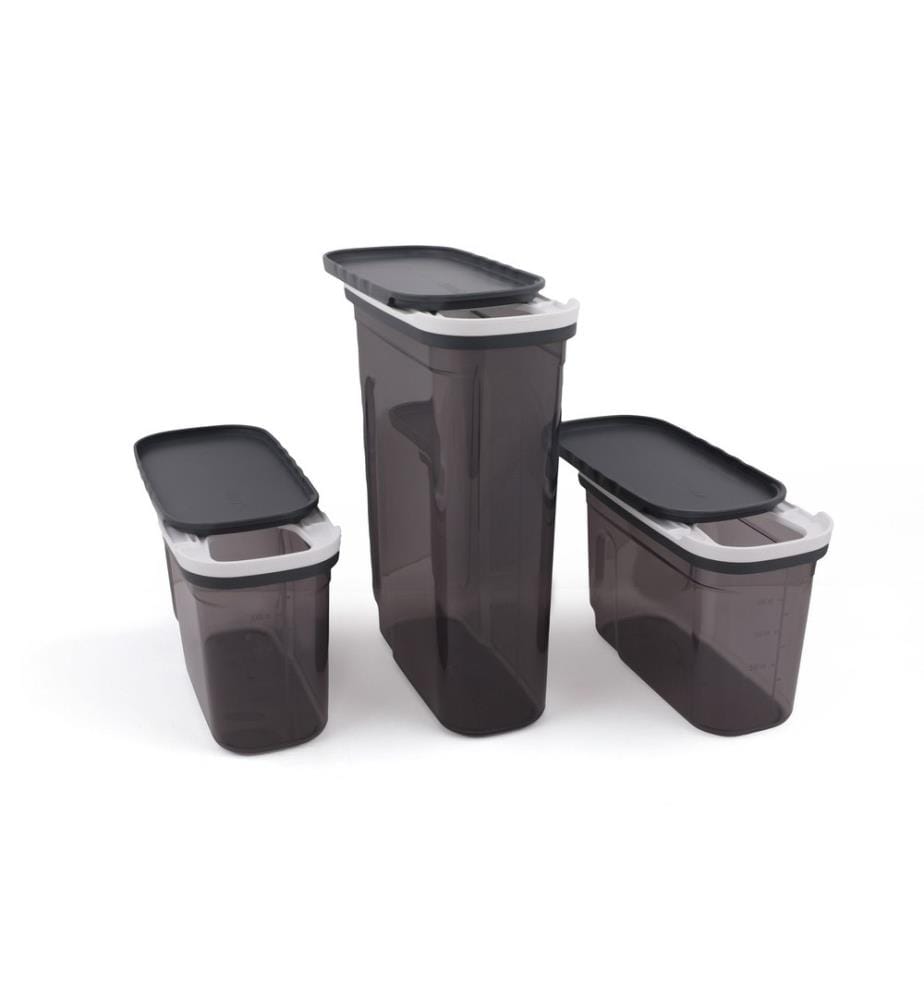 Aufbewahrungsboxen-Set, 3 Stück, anthrazit, Kunststoff, bpa-frei